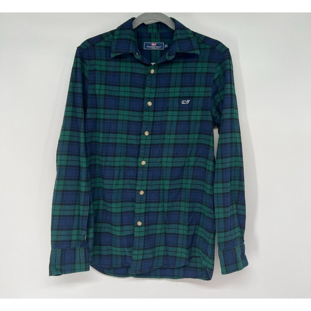 Vinyard Vines Blackwatch Flannel Shirt Mens Size XS Green Plaid Chest Pocket